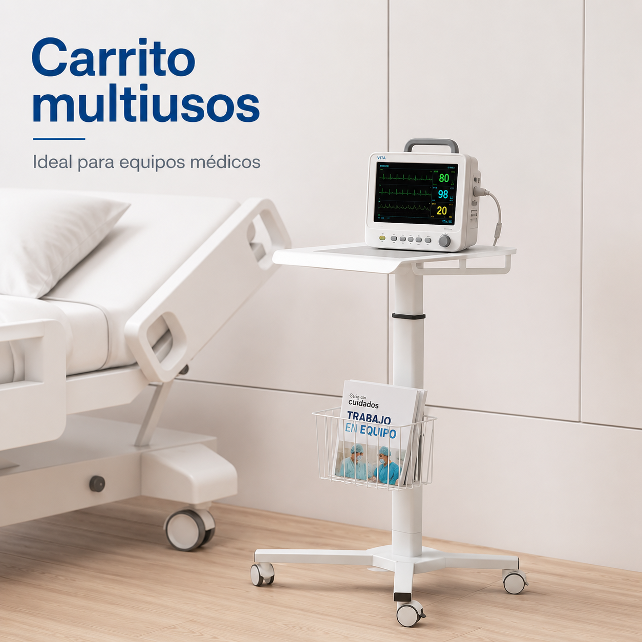 Carro médico multiusos con canasta